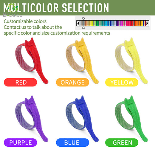 Back to Back Hook and Loop Cable Ties Reusable Colorful Wire Management Strips