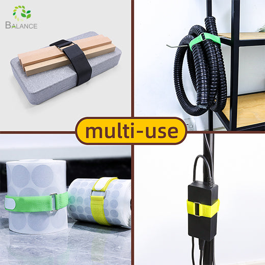 Adjustable Hook and Loop Straps with Buckle Clips Reusable Fastening Cable Ties