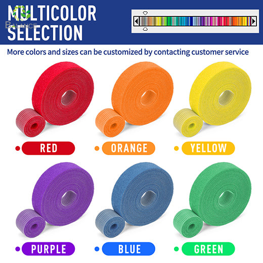 Wholesale Back to Back Hook Loop Tape Self Adhesive Roll Multicolor Cable Strap