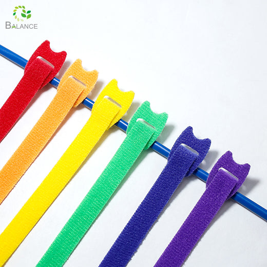 Back to Back Hook and Loop Cable Ties Reusable Colorful Wire Management Strips