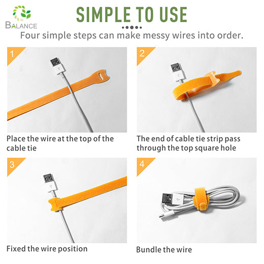 Self Adhesive Back to Back Hook and Loop Cable Tie with Holes