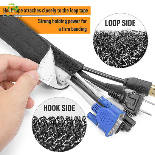 Heat Resistant Neoprene Cable Sleeve Wire Organizer Adjustable Hook Loop Wrap
