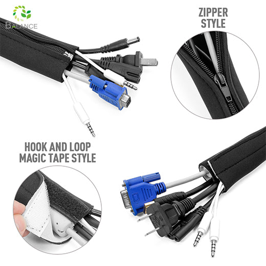 Heat Resistant Neoprene Cable Sleeve Wire Organizer Adjustable Hook Loop Wrap