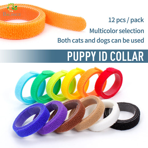 12 Color Adjustable Soft Velcro Dog ID Collar Pet Safety Name Tag Band