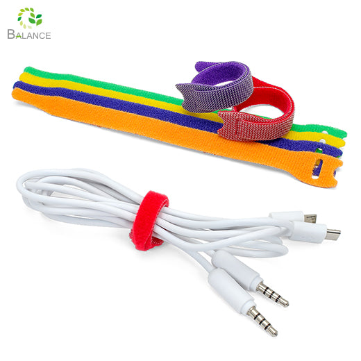 Back to Back Hook and Loop Cable Ties Reusable Colorful Wire Management Strips